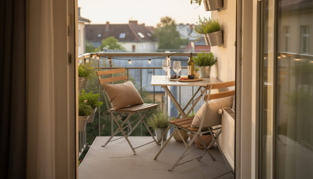 Comment installer un coin apéritif sur un balcon étroit ?