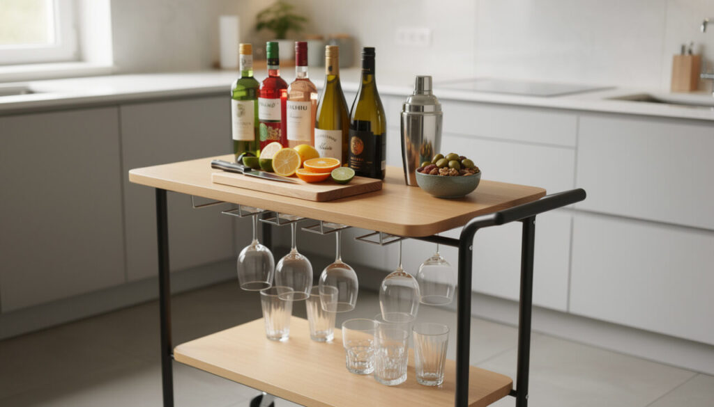 découvrez comment transformer facilement une desserte de cuisine en un bar mobile élégant pour vos apéritifs et soirées conviviales.