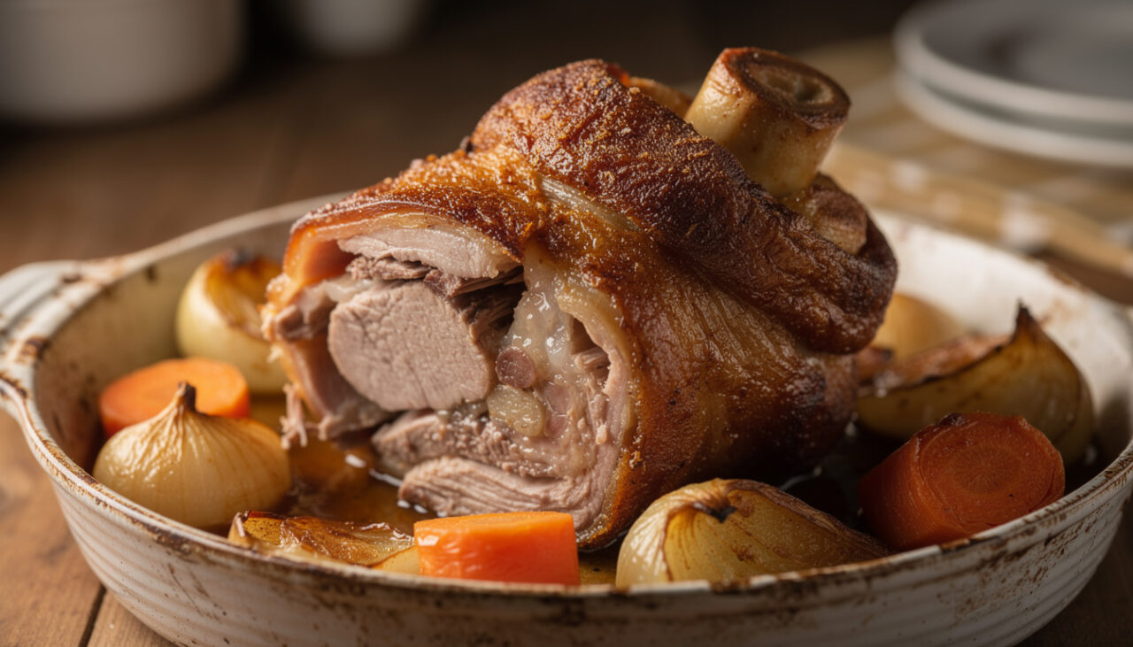 découvrez notre recette de jarret de porc fondant cuit au four à basse température, pour un plat réconfortant aux saveurs délicates et une tendreté incomparable.