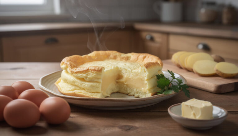 découvrez notre recette rapide d'omelette soufflée aux œufs et pommes de terre, un plat d'hiver doux et réconfortant prêt en seulement 15 minutes.