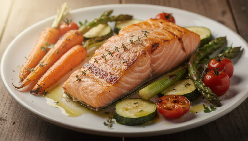 découvrez une recette saine et savoureuse de saumon au four accompagné de légumes de saison, parfaite pour allier plaisir gustatif et bienfaits nutritionnels.