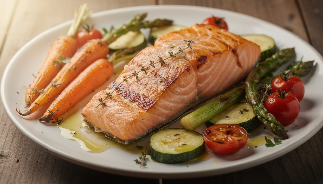 découvrez une recette saine et savoureuse de saumon au four accompagné de légumes de saison, parfaite pour allier plaisir gustatif et bienfaits nutritionnels.