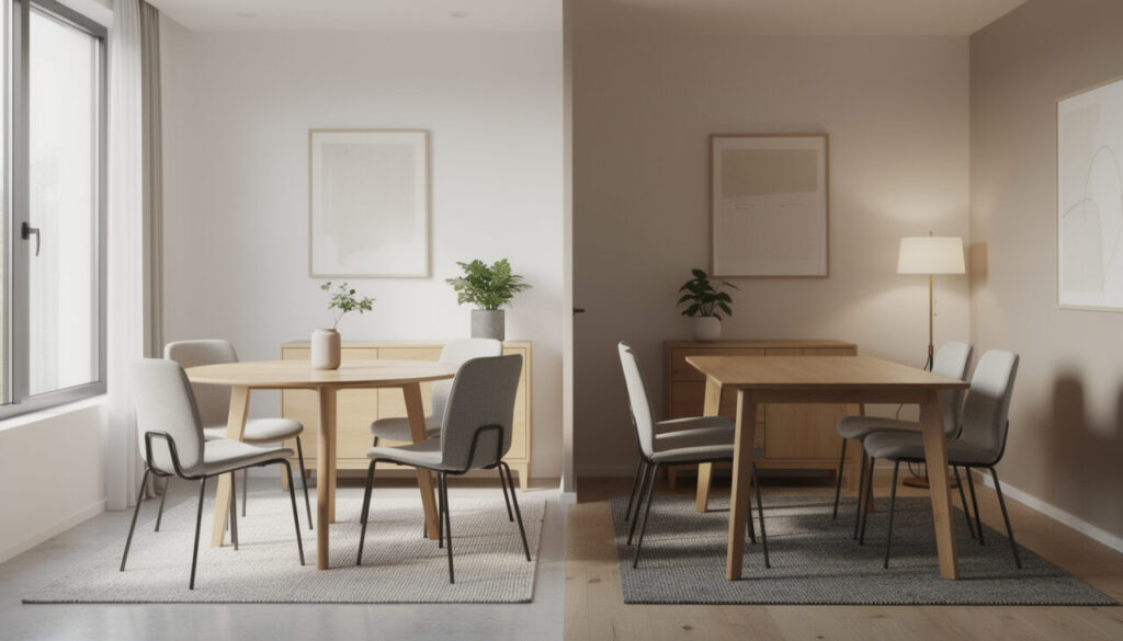 Table ronde ou rectangulaire : laquelle choisir pour recevoir dans un petit espace ?